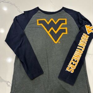 Kids XL WVU West Virginia Gray and Navy Long Sleeve Tee-Colosseum
